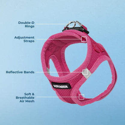 Voyager Step-In Air Dog Vest Harness - Fuchsia, Small | 14.5-16" in Chest, Reflective Bands, All Weather Breathable Air Mesh, Cats Compatible, Lightweight, Fast Drying
