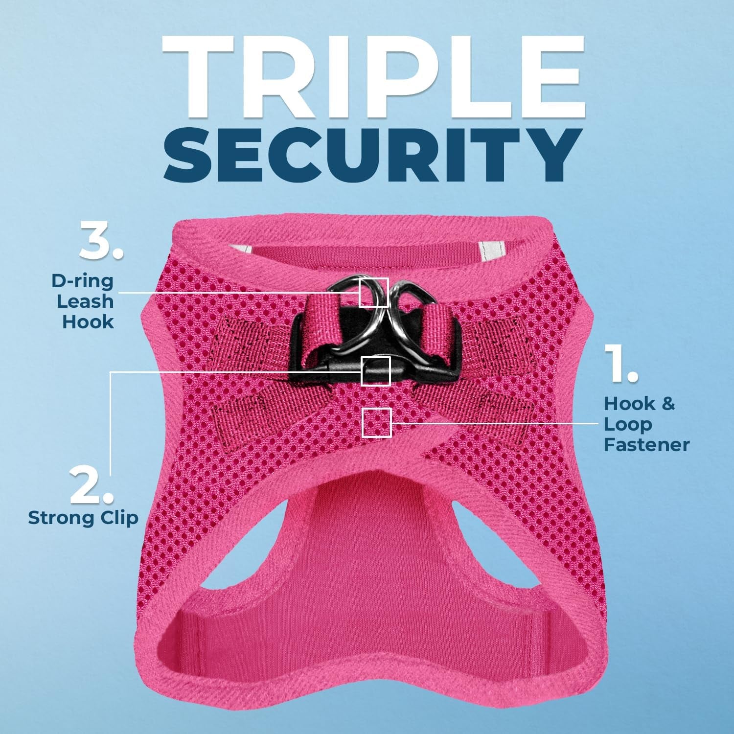Voyager Step-In Air Dog Vest Harness - Fuchsia, Small | 14.5-16" in Chest, Reflective Bands, All Weather Breathable Air Mesh, Cats Compatible, Lightweight, Fast Drying