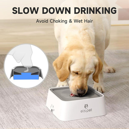 Grey 70Oz 2L No Spill Dog Cat Bowl Carbon Filter Water Dispenser | 70Oz 2L, Floating Disk Slow Drink, Activated Carbon Filter, Dual Spill Proof, anti Slip, Dishwasher Safe, Medium Large Dogs