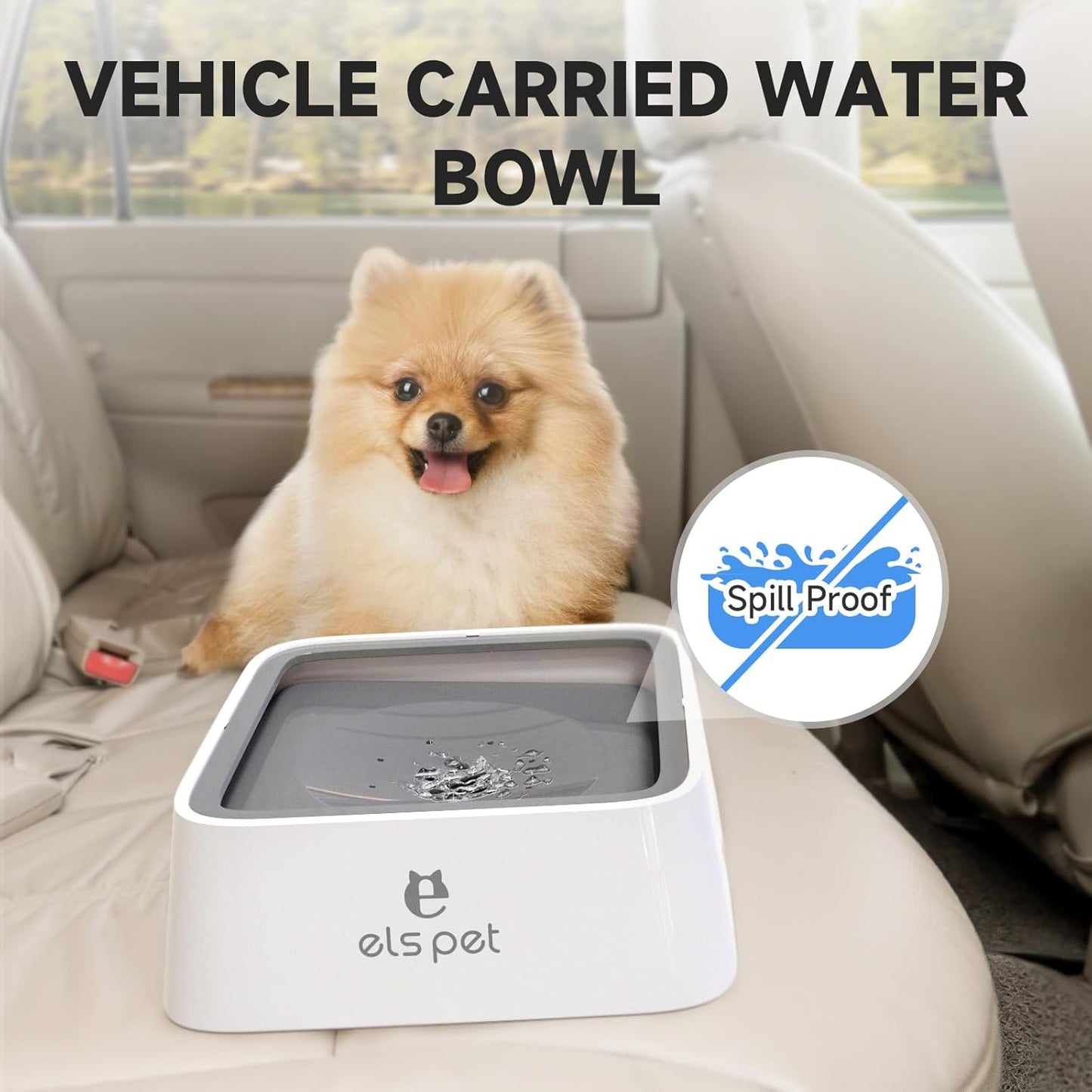 Grey 70Oz 2L No Spill Dog Cat Bowl Carbon Filter Water Dispenser | 70Oz 2L, Floating Disk Slow Drink, Activated Carbon Filter, Dual Spill Proof, anti Slip, Dishwasher Safe, Medium Large Dogs