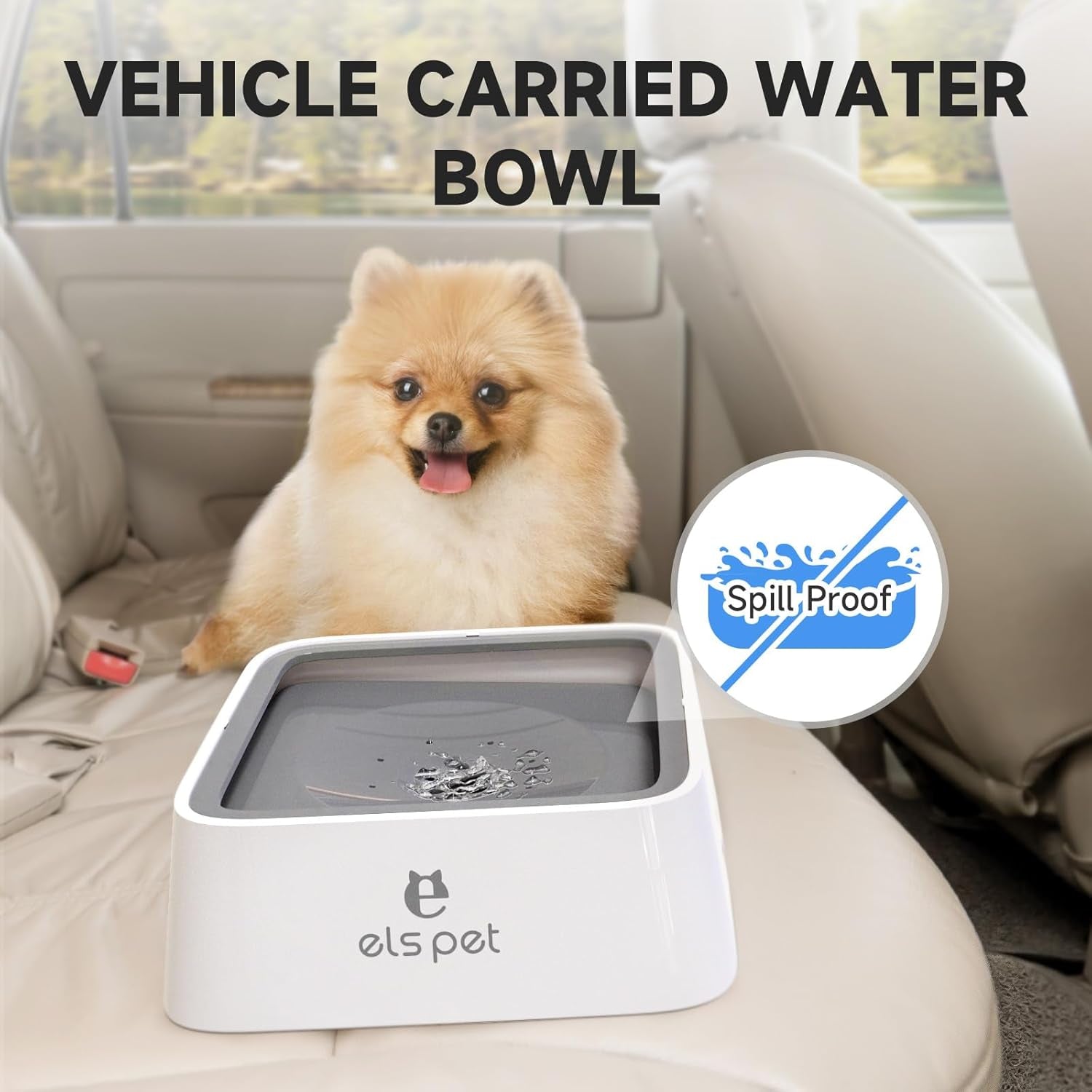 Grey 70Oz 2L No Spill Dog Cat Bowl Carbon Filter Water Dispenser | 70Oz 2L, Floating Disk Slow Drink, Activated Carbon Filter, Dual Spill Proof, anti Slip, Dishwasher Safe, Medium Large Dogs