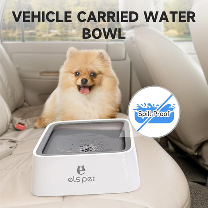 Grey 70Oz 2L No Spill Dog Cat Bowl Carbon Filter Water Dispenser | 70Oz 2L, Floating Disk Slow Drink, Activated Carbon Filter, Dual Spill Proof, anti Slip, Dishwasher Safe, Medium Large Dogs